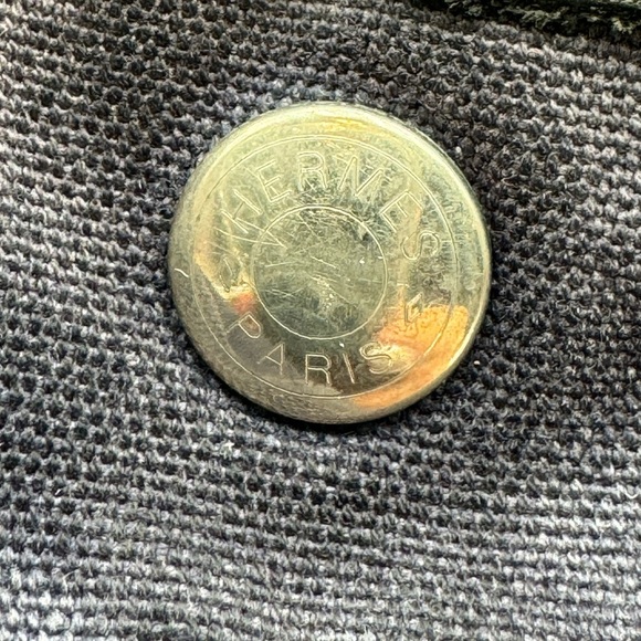 Hermes-Authentic- 2 Tone Large Canvas Tote Blue / Gray / Black - Picture 10 of 16